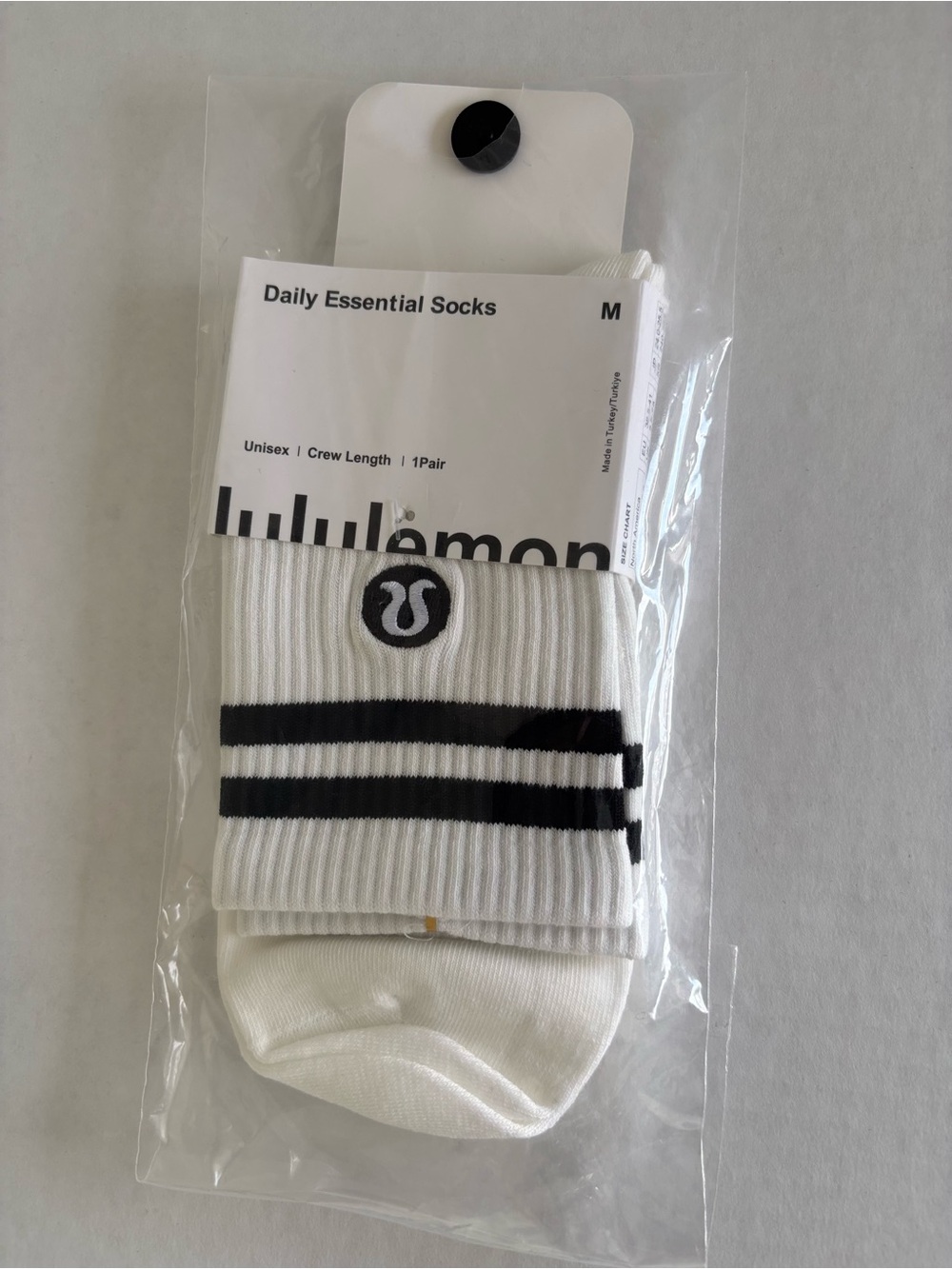 lululemon athletica White Crew Socks with Black Stripes